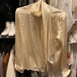 Vintage ivory Saint Laurent tie neck top